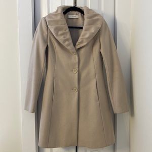 Tahari stone coloured wool coat